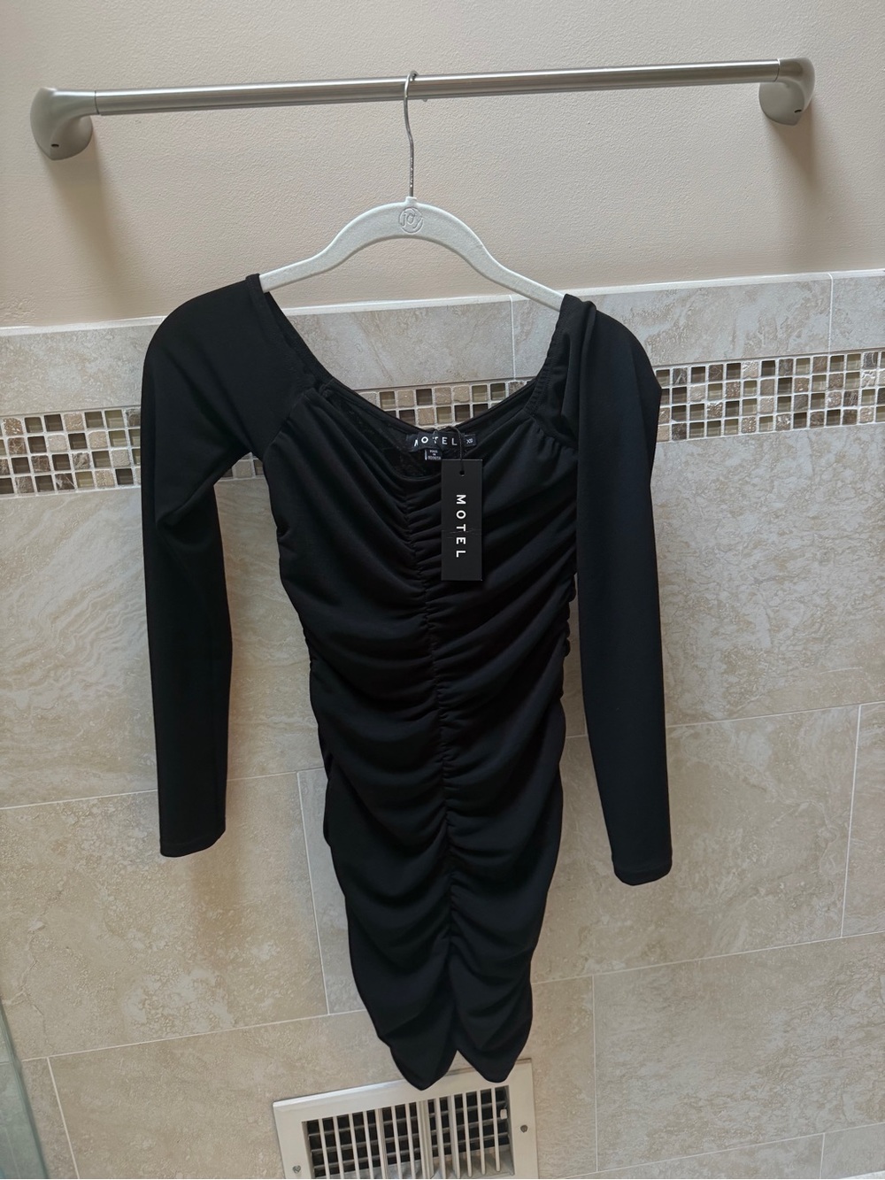 NWT Motel black long sleeve ruched bodycon dress #bodycon #longsleeve